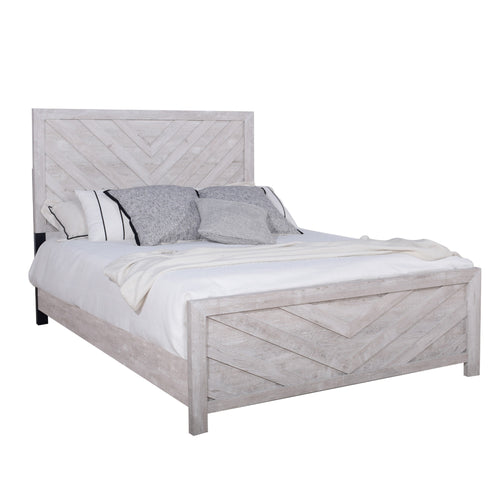 Bisca Cali King Bed with Chevron Patterned Design, Driftwood Gray Finish