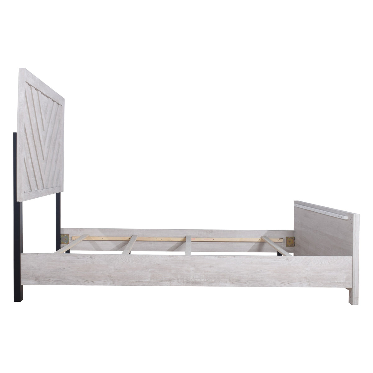 Bisca Cali King Bed with Chevron Patterned Design, Driftwood Gray Finish