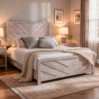 Bisca Cali King Bed with Chevron Patterned Design, Driftwood Gray Finish