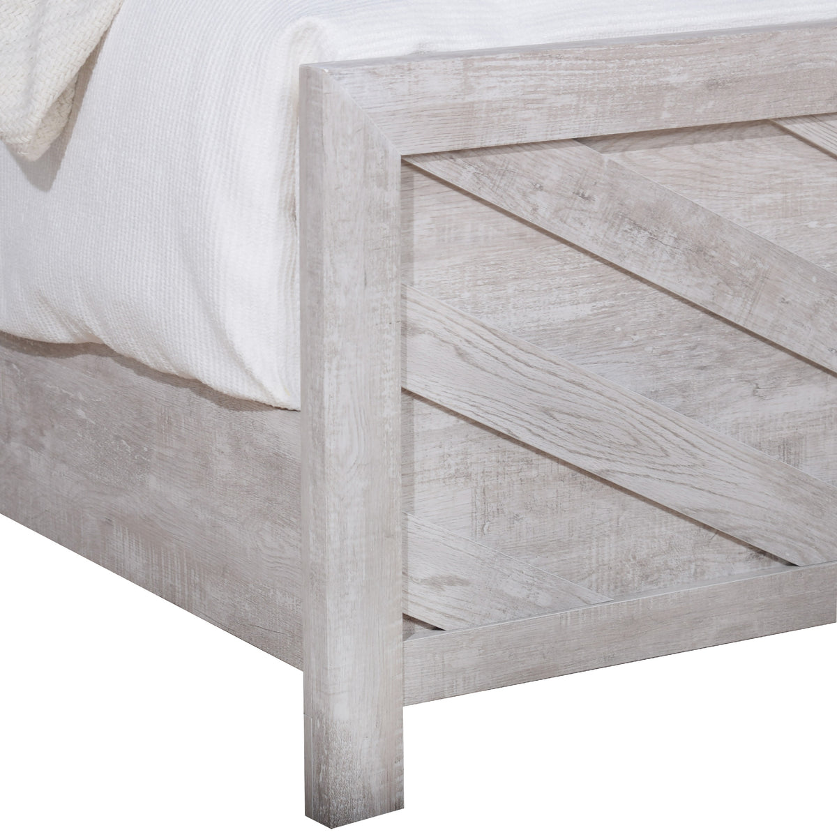 Bisca Queen Bed with Chevron Patterned Design, Driftwood Gray Finish