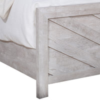 Bisca Queen Bed with Chevron Patterned Design, Driftwood Gray Finish