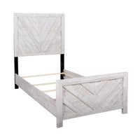 Bisca Full Bed with Chevron Patterned Design, Driftwood Gray Finish