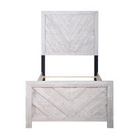 Bisca Full Bed with Chevron Patterned Design, Driftwood Gray Finish
