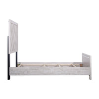 Bisca Full Bed with Chevron Patterned Design, Driftwood Gray Finish