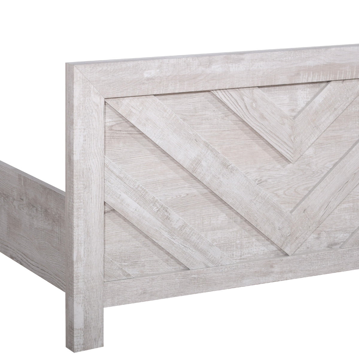 Bisca Full Bed with Chevron Patterned Design, Driftwood Gray Finish