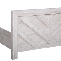 Bisca Full Bed with Chevron Patterned Design, Driftwood Gray Finish