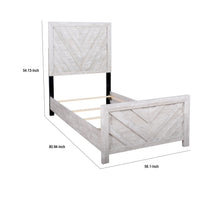 Bisca Full Bed with Chevron Patterned Design, Driftwood Gray Finish
