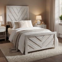 Bisca Full Bed with Chevron Patterned Design, Driftwood Gray Finish