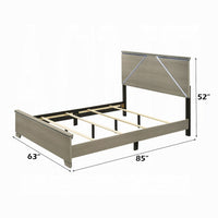 Anna Queen Bed, Panel Headboard with LED, Weathered Gray Wood, Modern Style - BM348516