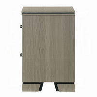 Anna Nightstand with 2 Drawers, Weathered Gray Wood, Black Metal Accents - BM348517