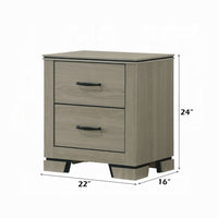 Anna Nightstand with 2 Drawers, Weathered Gray Wood, Black Metal Accents - BM348517