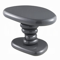 Fory End Table, 22 Inch Asymmetric Stacked Pebble Base, High Gloss Gray - BM348520