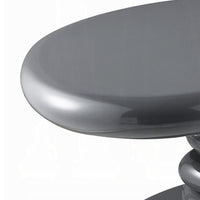 Fory End Table, 30 Inch Asymmetric Stacked Pebble Base, High Gloss Gray - BM348521