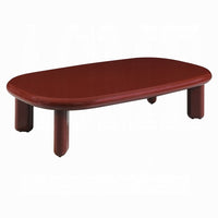 Endy Coffee Table, 41 Inch Rectangular Red High Gloss Wood, Round Legs - BM348522