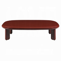 Endy Coffee Table, 41 Inch Rectangular Red High Gloss Wood, Round Legs - BM348522