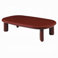 Endy Coffee Table, 41 Inch Rectangular Red High Gloss Wood, Round Legs - BM348522