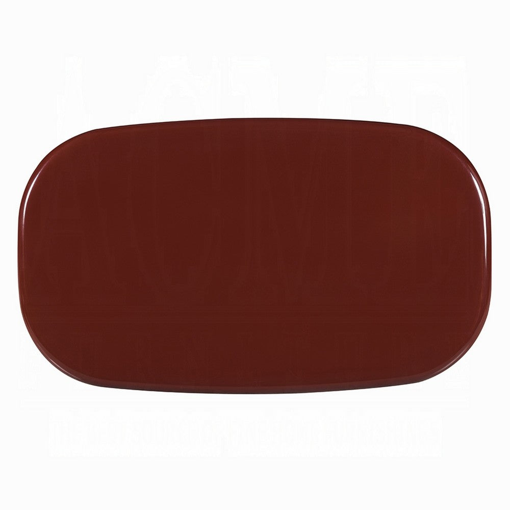 Endy Coffee Table, 41 Inch Rectangular Red High Gloss Wood, Round Legs - BM348522