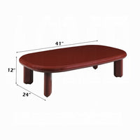 Endy Coffee Table, 41 Inch Rectangular Red High Gloss Wood, Round Legs - BM348522