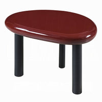 Endy End Table, 21 Inch Asymmetric Red High Gloss, 3 Round Metal Legs - BM348523