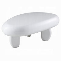 Vayu Coffee Table, 30 Inch Asymmetric Pebble Design, High Gloss White - BM348524