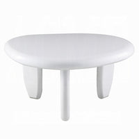 Vayu End Table, 30 Inch Asymmetric, Tri Pebble Legs, High Gloss White - BM348525