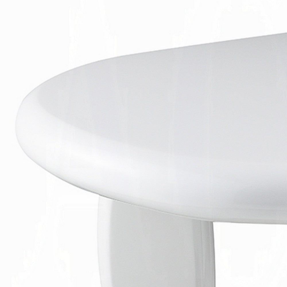 Vayu End Table, 30 Inch Asymmetric, Tri Pebble Legs, High Gloss White - BM348525