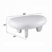 Vayu End Table, 30 Inch Asymmetric, Tri Pebble Legs, High Gloss White - BM348525
