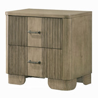 Leky Nightstand, 2 Reeded Drawers, Rounded Corners, Antique Oak Brown - BM348526