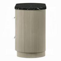 Trex Nightstand, 2 Reeded Drawers with Black Faux Marble Oval Top, Beige - BM348529