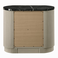 Trex Nightstand, 2 Reeded Drawers with Black Faux Marble Oval Top, Beige - BM348529
