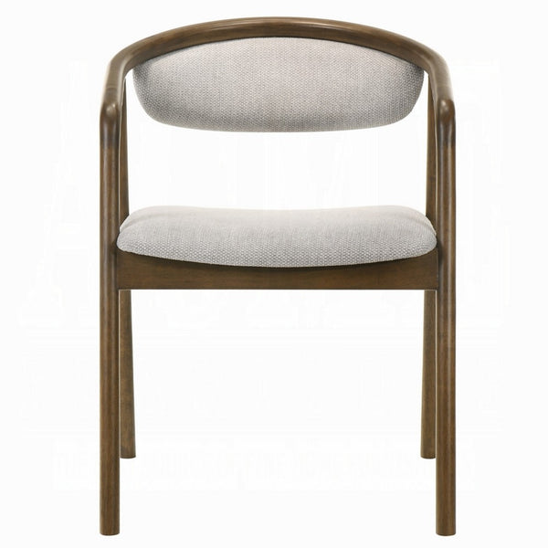 Lina Dining Side Chair, Gray Chenille Seat and Back, Walnut Brown Wood - BM348532