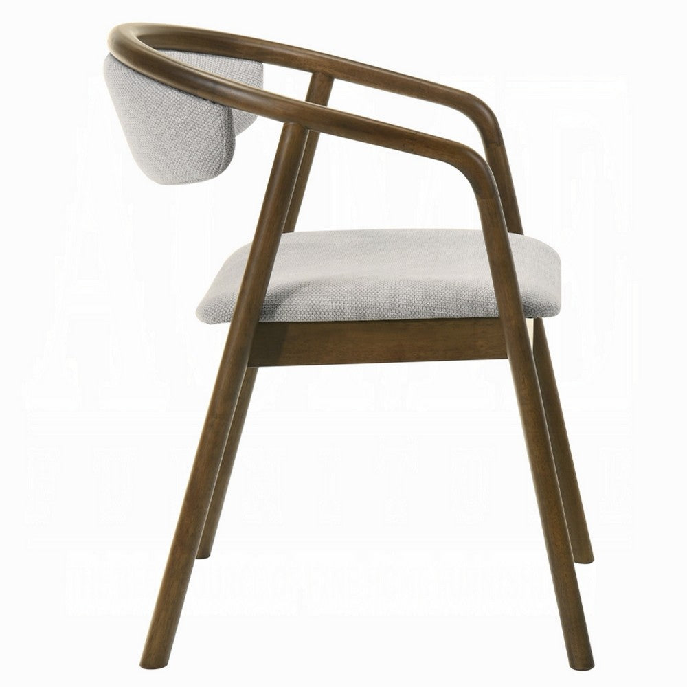 Lina Dining Side Chair, Gray Chenille Seat and Back, Walnut Brown Wood - BM348532