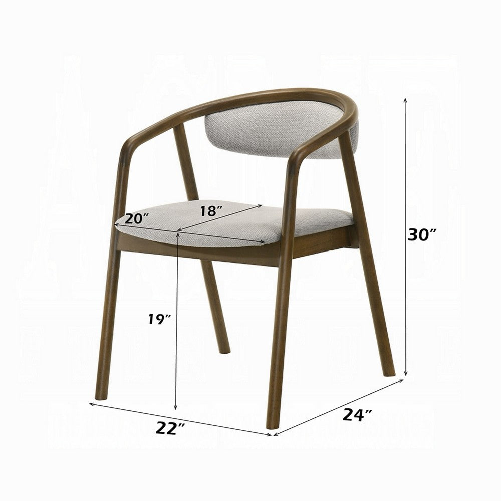 Lina Dining Side Chair, Gray Chenille Seat and Back, Walnut Brown Wood - BM348532