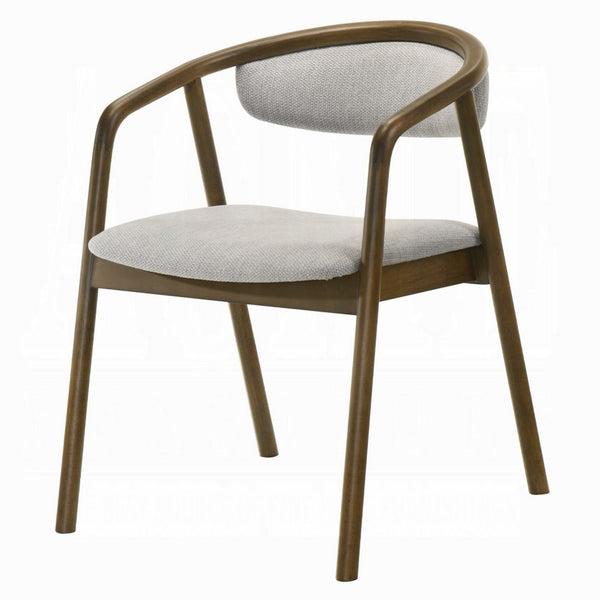 Lina Dining Side Chair, Gray Chenille Seat and Back, Walnut Brown Wood - BM348532