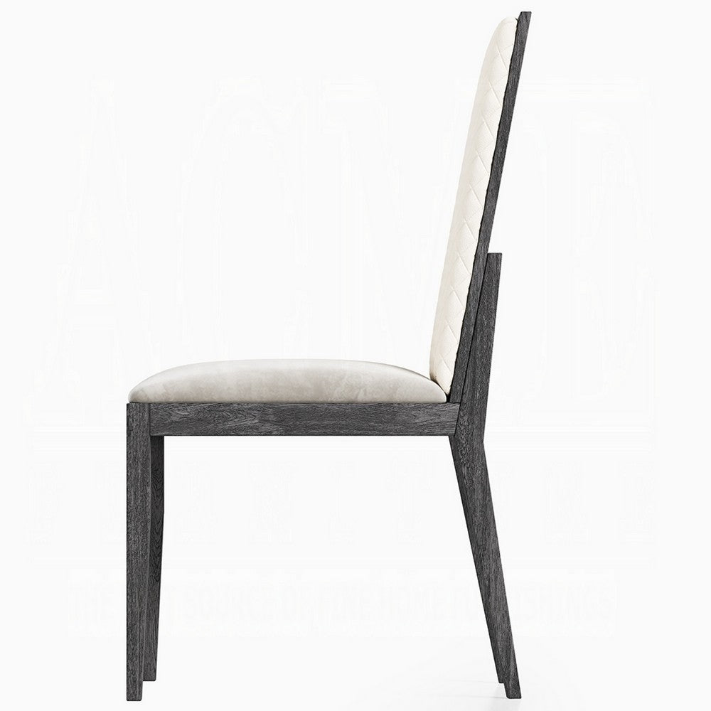 Veny Dining Side Chair Set of 2, Quilted Gray Synthetic Leather Back - BM348533