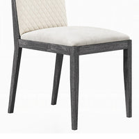 Veny Dining Side Chair Set of 2, Quilted Gray Synthetic Leather Back - BM348533