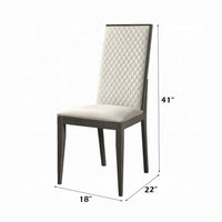 Veny Dining Side Chair Set of 2, Quilted Gray Synthetic Leather Back - BM348533