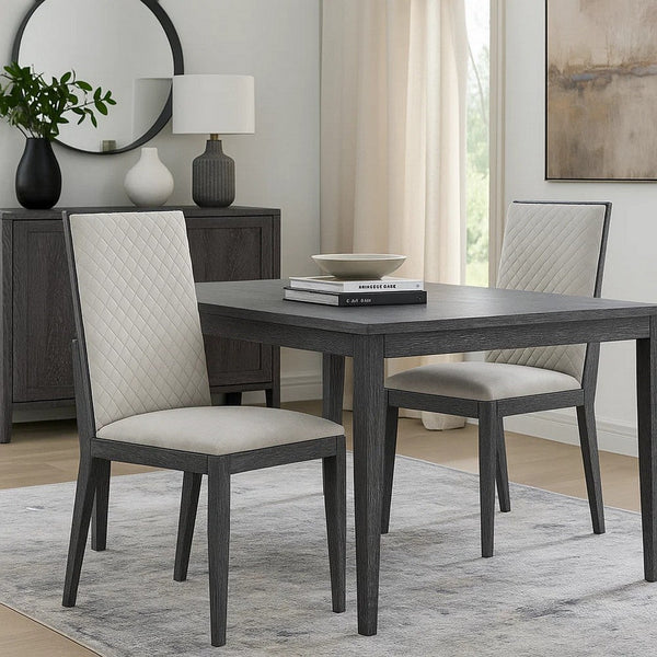 Veny Dining Side Chair Set of 2, Quilted Gray Synthetic Leather Back - BM348533