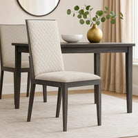 Veny Dining Side Chair Set of 2, Quilted Gray Synthetic Leather Back - BM348533
