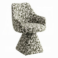 Peny Swivel Accent Chair, Green and White Printed Fabric  - BM348534