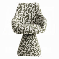 Peny Swivel Accent Chair, Green and White Printed Fabric  - BM348534