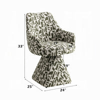 Peny Swivel Accent Chair, Green and White Printed Fabric  - BM348534