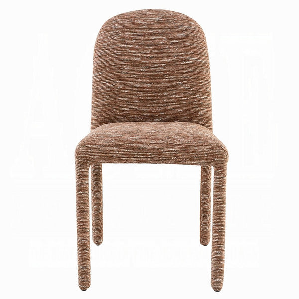 Ladi Dining Side Chair Set of 2, Brown Chenille Padded Seat and Back - BM348535