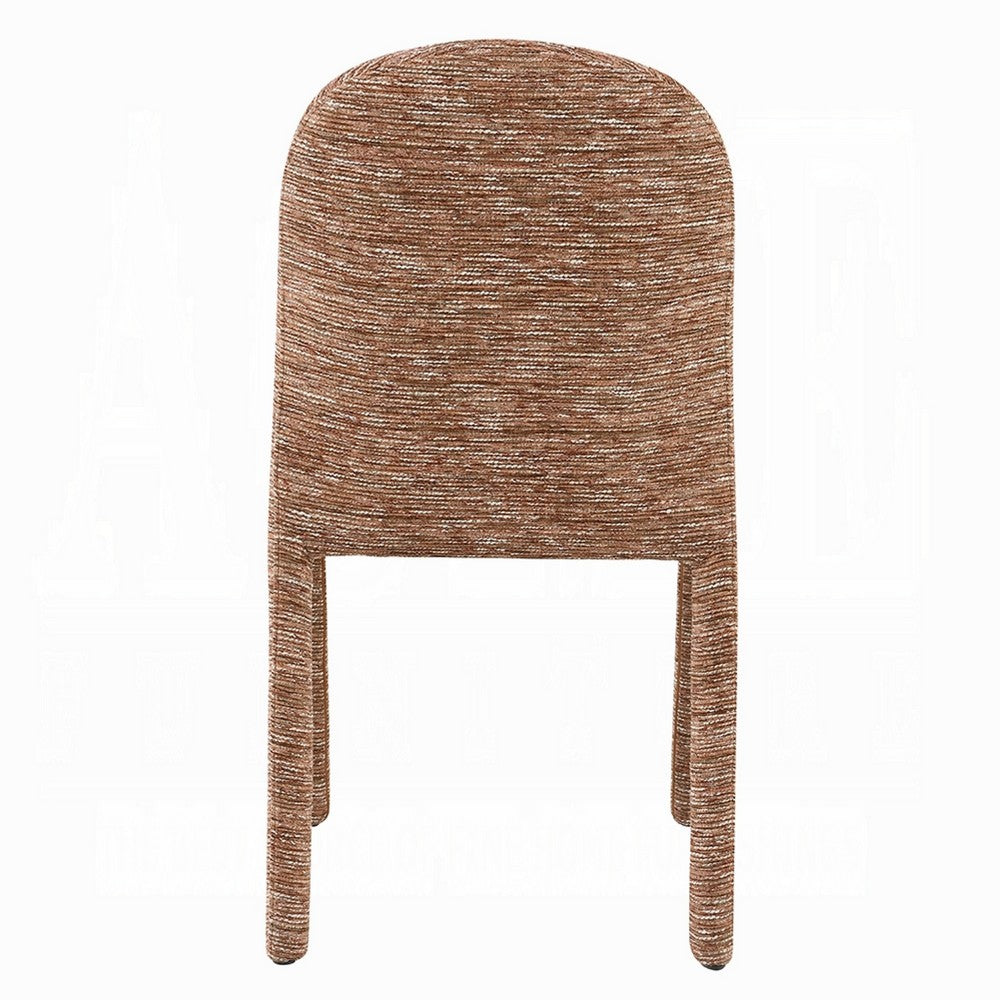 Ladi Dining Side Chair Set of 2, Brown Chenille Padded Seat and Back - BM348535