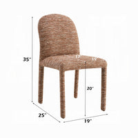 Ladi Dining Side Chair Set of 2, Brown Chenille Padded Seat and Back - BM348535