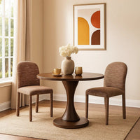 Ladi Dining Side Chair Set of 2, Brown Chenille Padded Seat and Back - BM348535