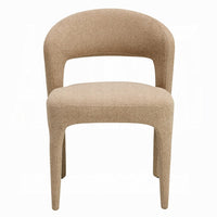 Ladi Dining Side Chair Set of 2, Light Brown Boucle Open Padded Back - BM348536