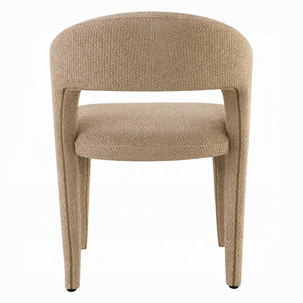 Ladi Dining Side Chair Set of 2, Light Brown Boucle Open Padded Back - BM348536
