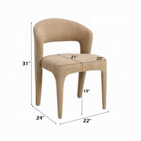 Ladi Dining Side Chair Set of 2, Light Brown Boucle Open Padded Back - BM348536