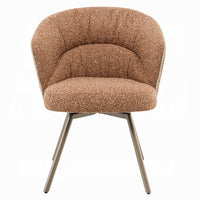 Ladi Dining Side Chair Set of 2, Rust Orange Boucle, Metal Angled Legs - BM348537